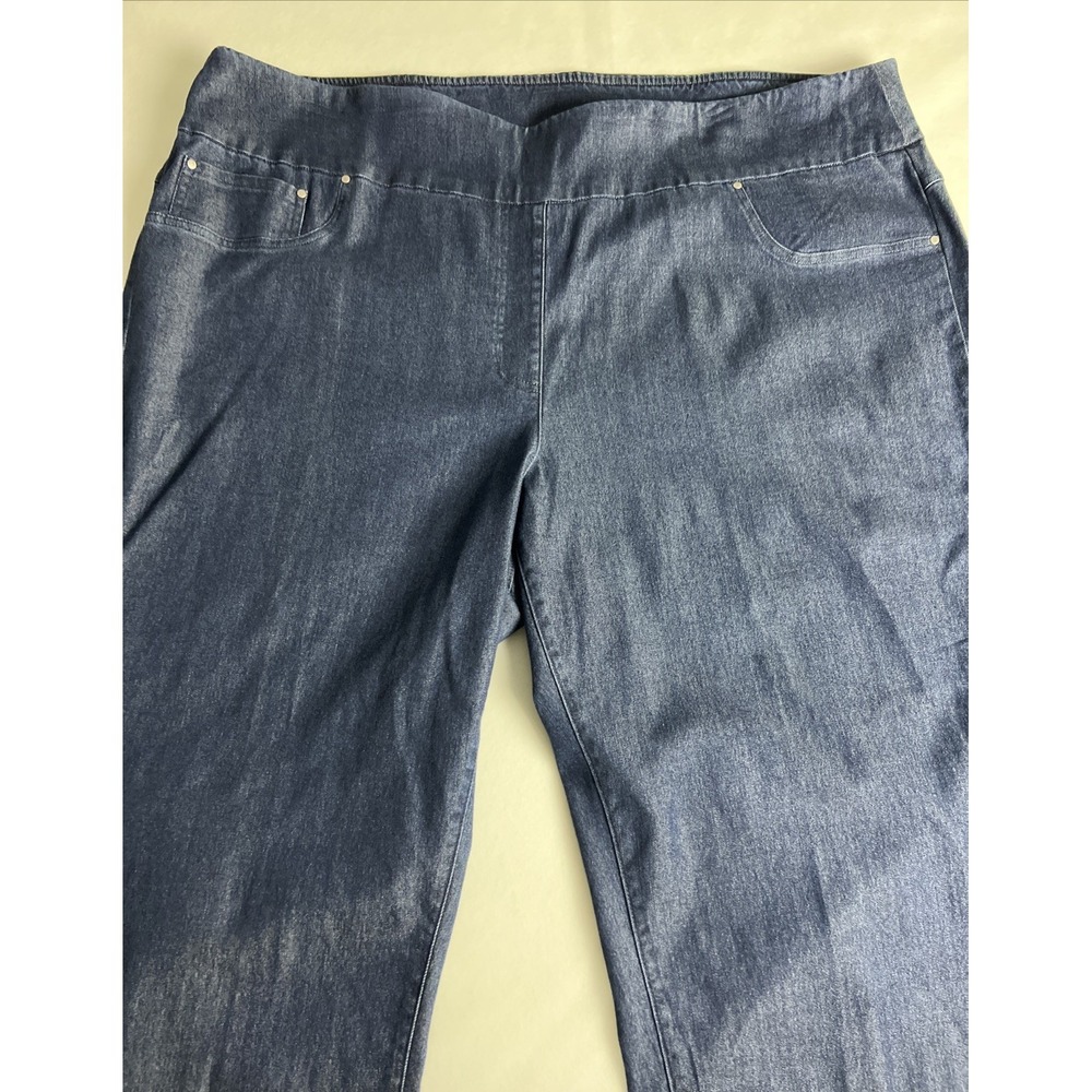 Ruby Rd. Women's Ankle Pants Size 24W Key Items Tencel Frayed Hem Dark Blue B40 - Picture 14 of 16